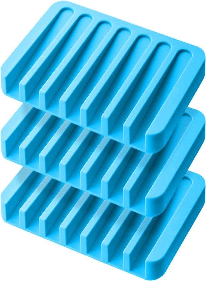 Baskety Silicone Soap Holder Soap Dish Stand Saver Tray for Bathroom, Kitchen and Sink - Pack of 3 (Blue) - Image 1